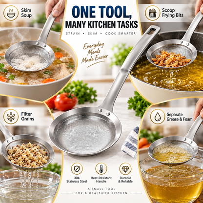 Filter Scoop SUS304 Stainless Steel Fat Skimmer Spoon