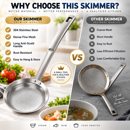 Filter Scoop SUS304 Stainless Steel Fat Skimmer Spoon