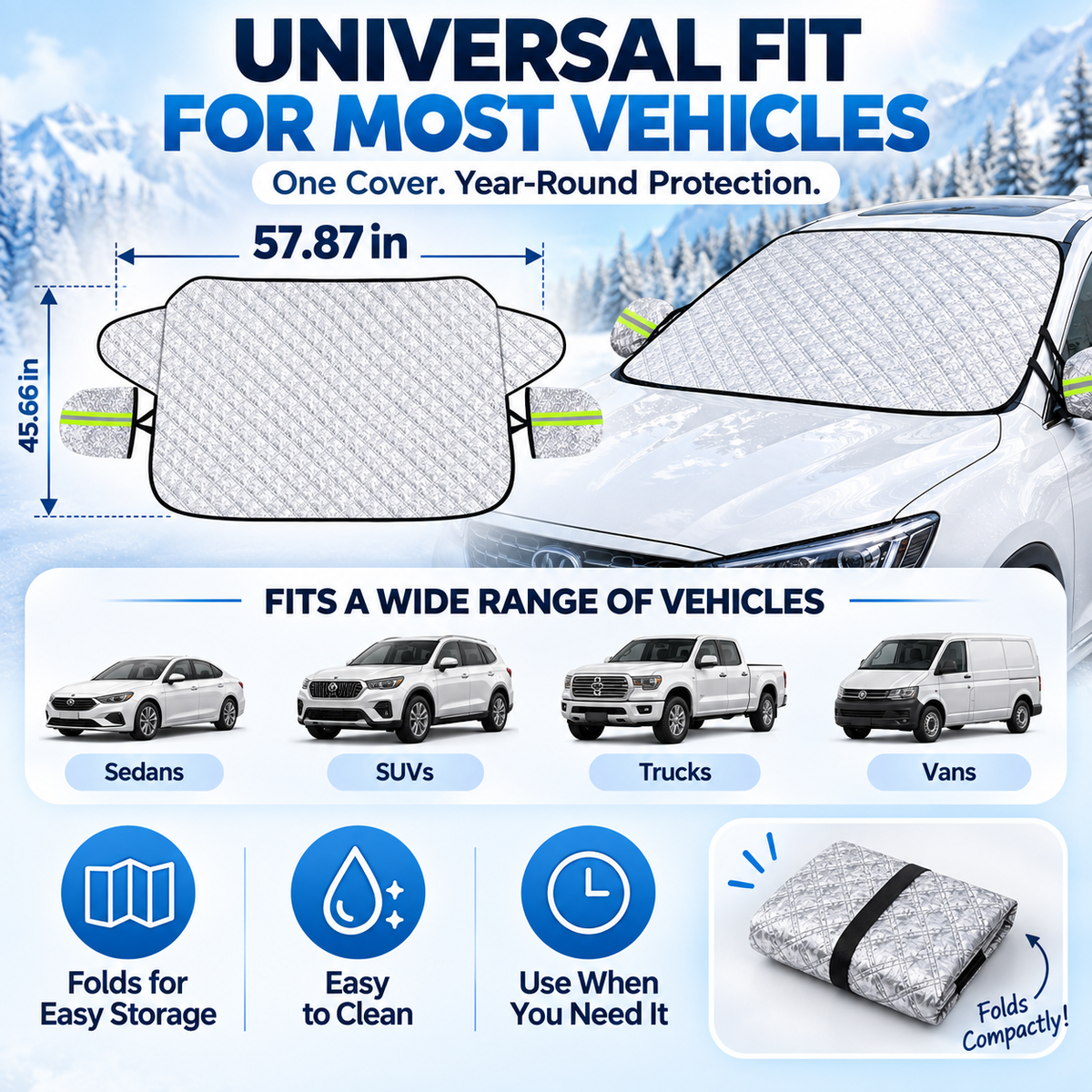 🎉Windshield Snow Cover 57.87 x 45.66 inches