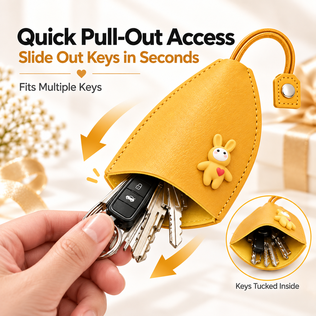 🎉3PCS Cute Cartoon Pull-Out Key Case