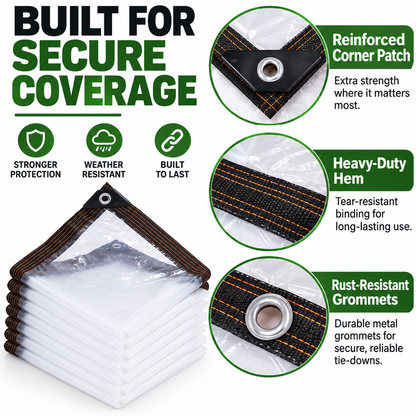 ❤️Heavy Duty Clear Tarp with Grommets