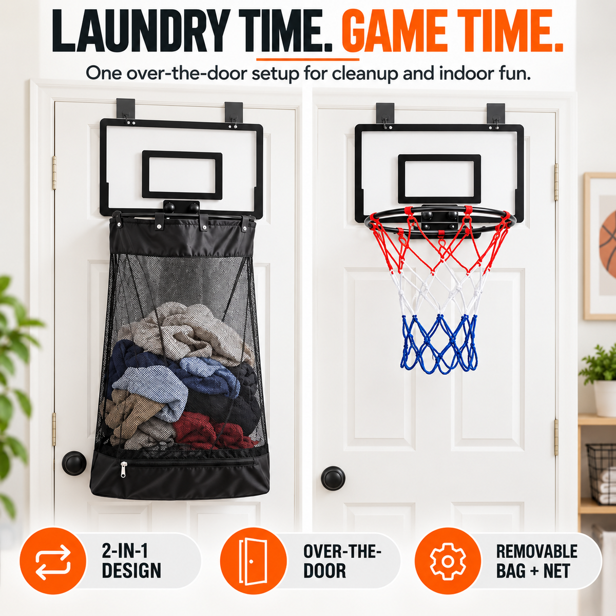 ❤️2-in-1 Basketball Laundry Hoop