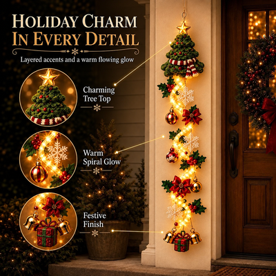 Lighted Christmas Door Hanger – Glowing Vertical Holiday Decor