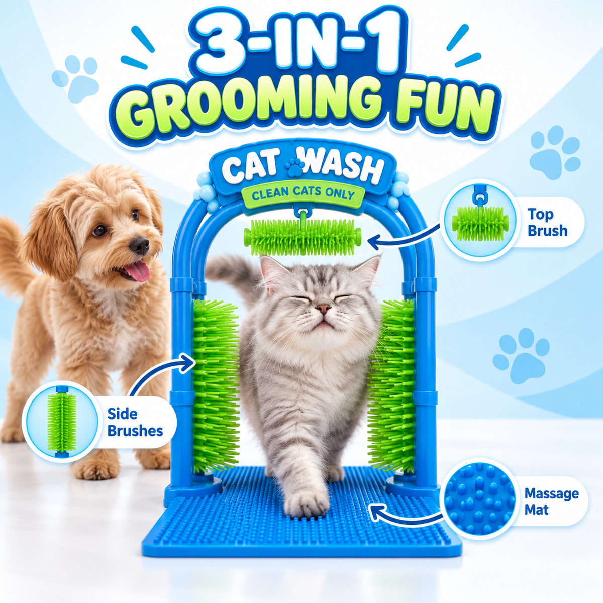 Self-Grooming Brush Station for Cats & Small Dogs
