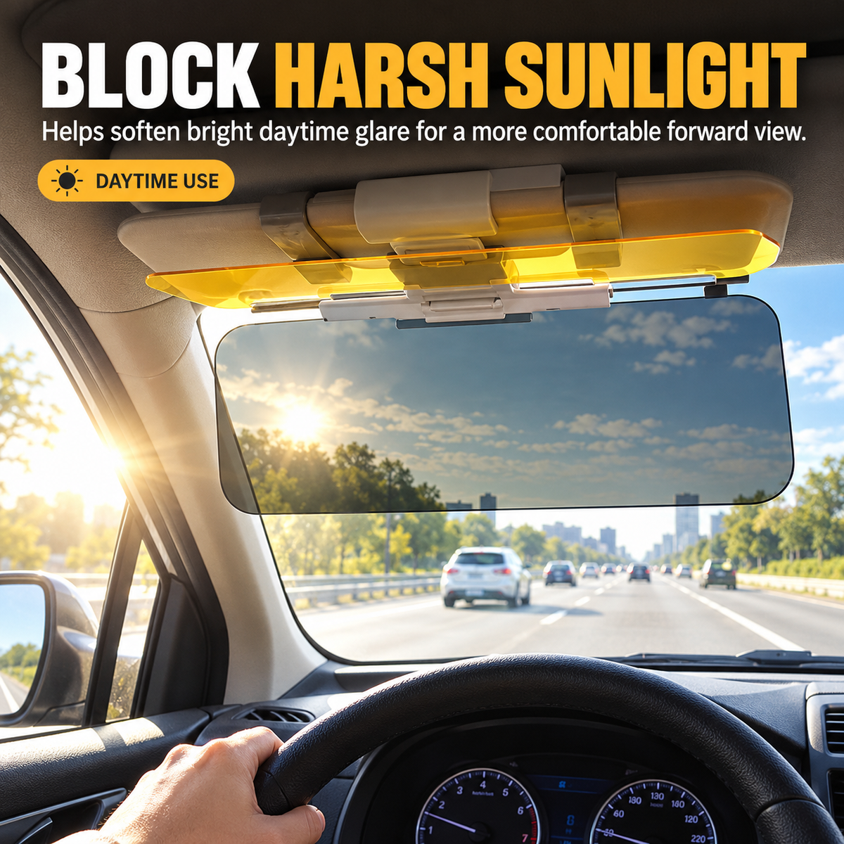 ❤️2-in-1 HD Anti-Glare Car Sun Visor – Day & Night Driving