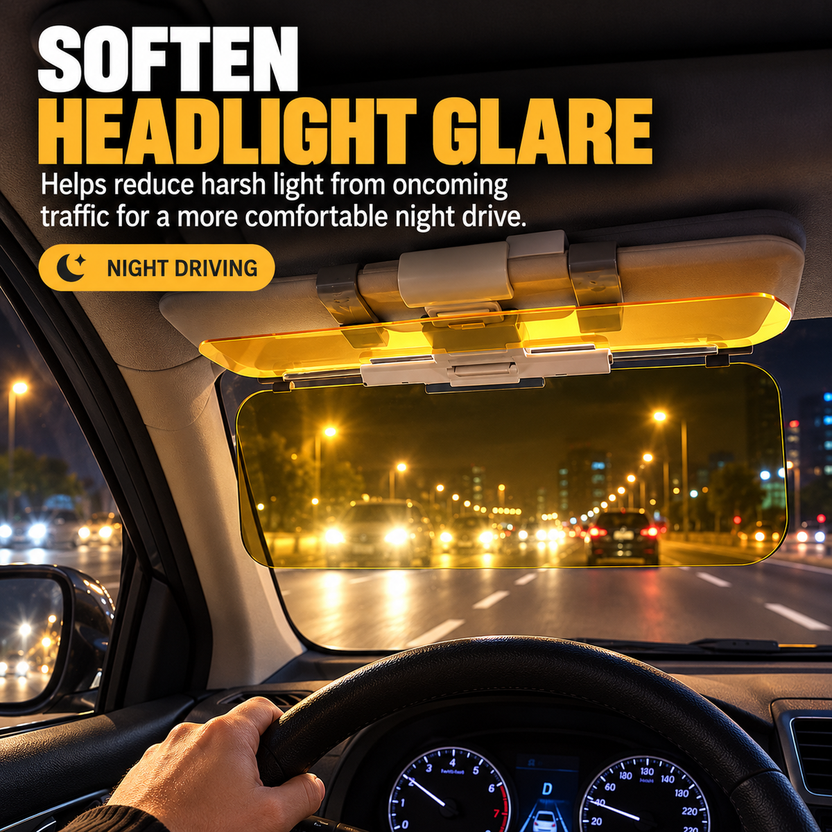 ❤️2-in-1 HD Anti-Glare Car Sun Visor – Day & Night Driving