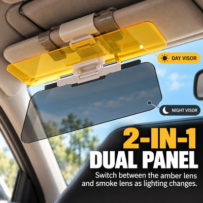 ❤️2-in-1 HD Anti-Glare Car Sun Visor – Day & Night Driving