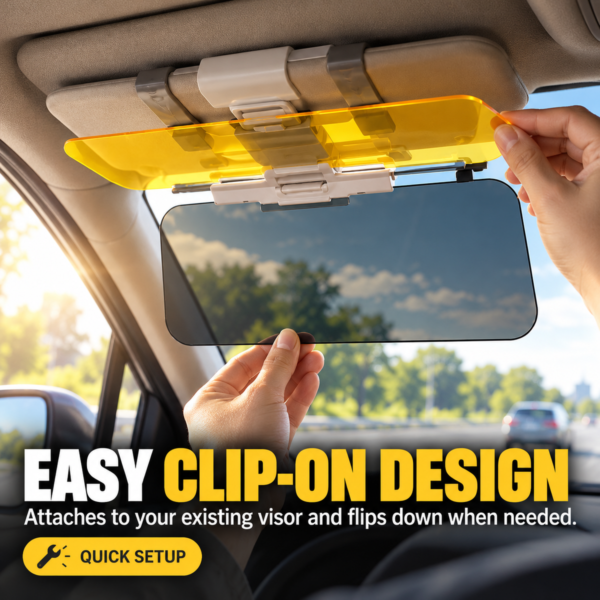 ❤️2-in-1 HD Anti-Glare Car Sun Visor – Day & Night Driving