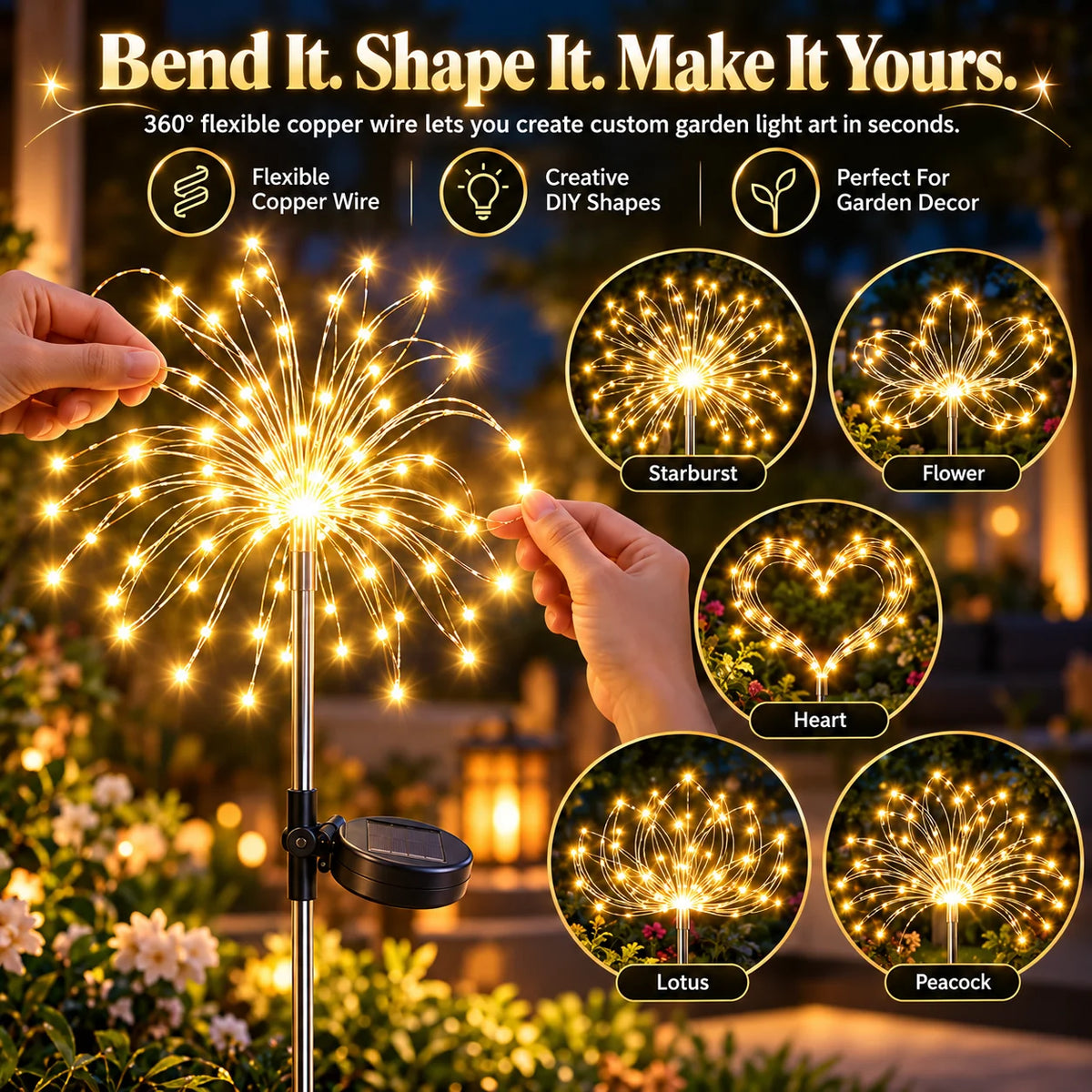 🎁2-Pack Solar Firework Lights With 8 Lighting Modes