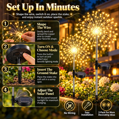 🎁2-Pack Solar Firework Lights With 8 Lighting Modes