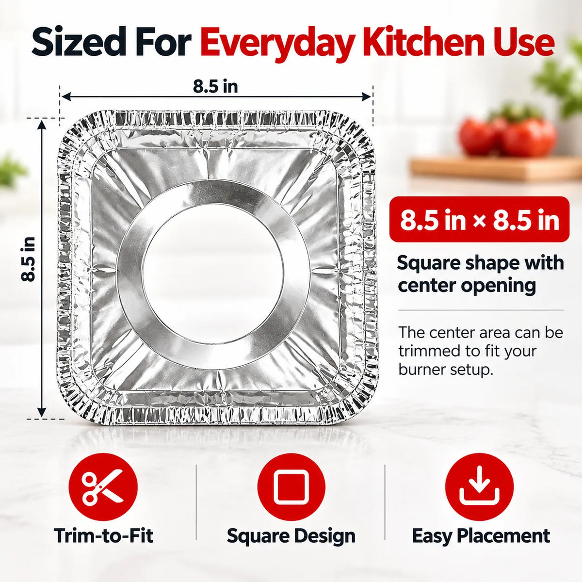 🎁50-Piece Aluminum Foil Stove Burner Liners – Easy-Clean Gas Stove Protectors