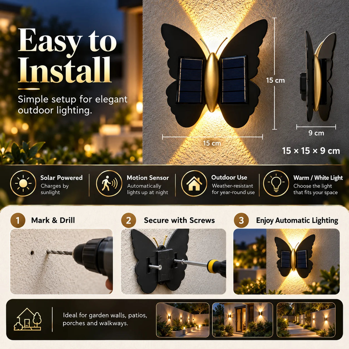 🎁Butterfly Solar Motion Sensor Outdoor Wall Light