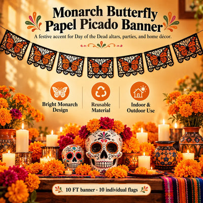 🎁Day of the Dead Butterfly Papel Picado Banner