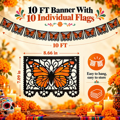 🎁Day of the Dead Butterfly Papel Picado Banner