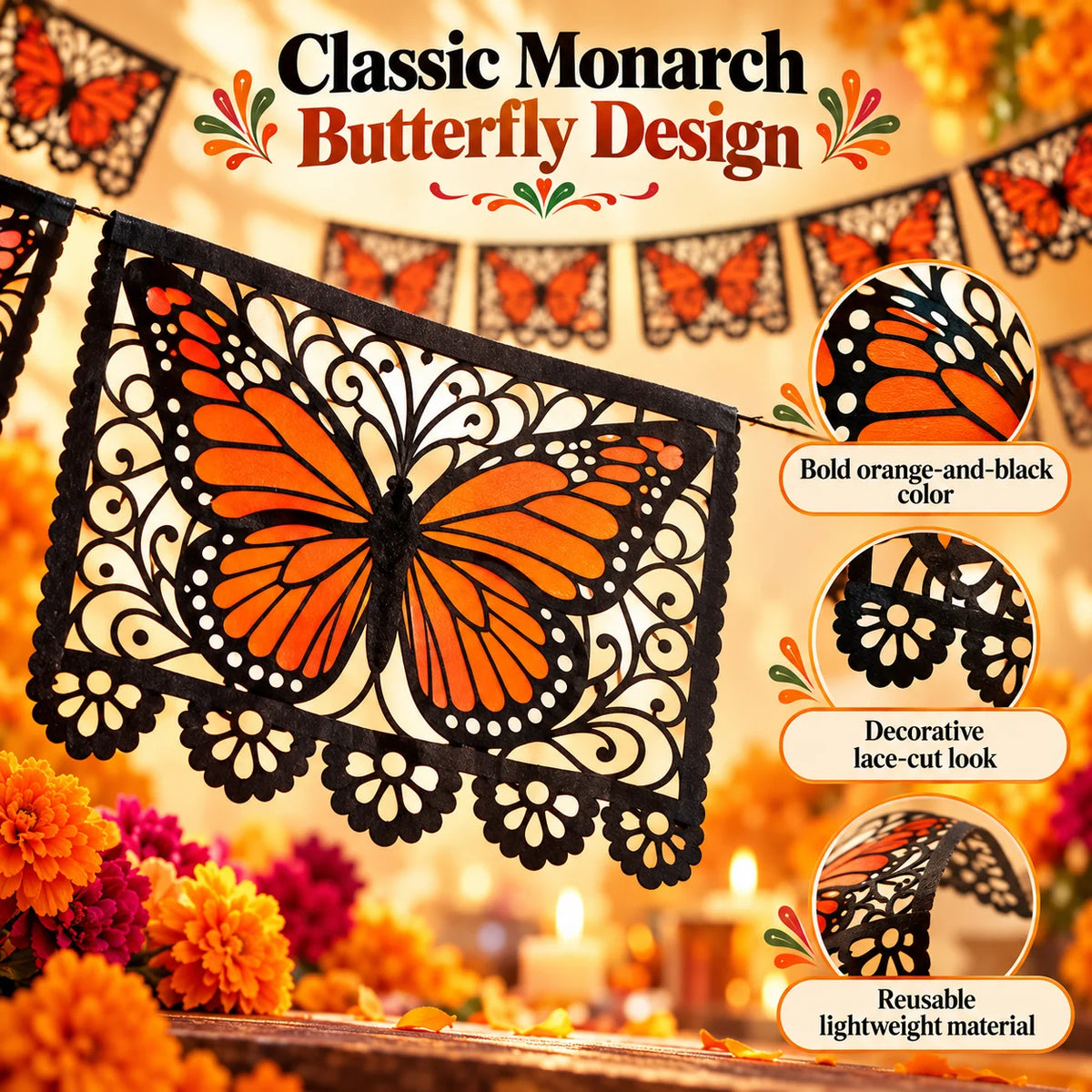 🎁Day of the Dead Butterfly Papel Picado Banner