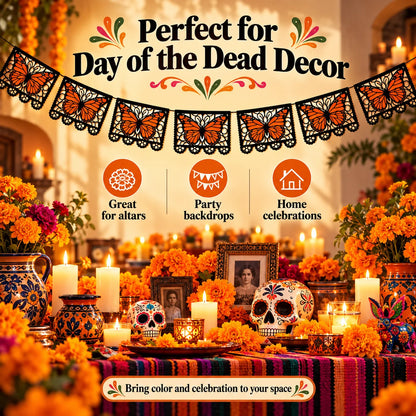 🎁Day of the Dead Butterfly Papel Picado Banner