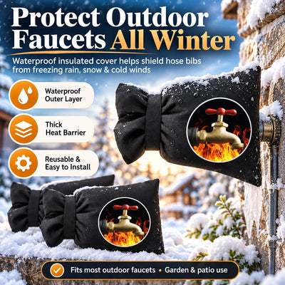 🎁Reusable Outdoor Faucet Covers – Waterproof Insulated Winter Faucet Protectors with Adjustable Straps