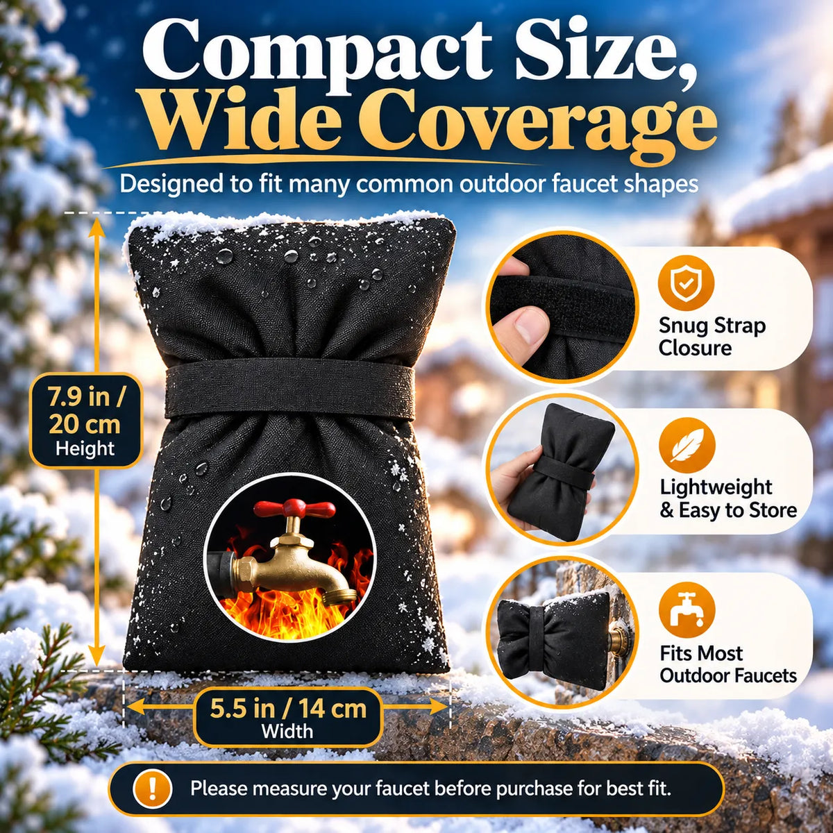 🎁Reusable Outdoor Faucet Covers – Waterproof Insulated Winter Faucet Protectors with Adjustable Straps