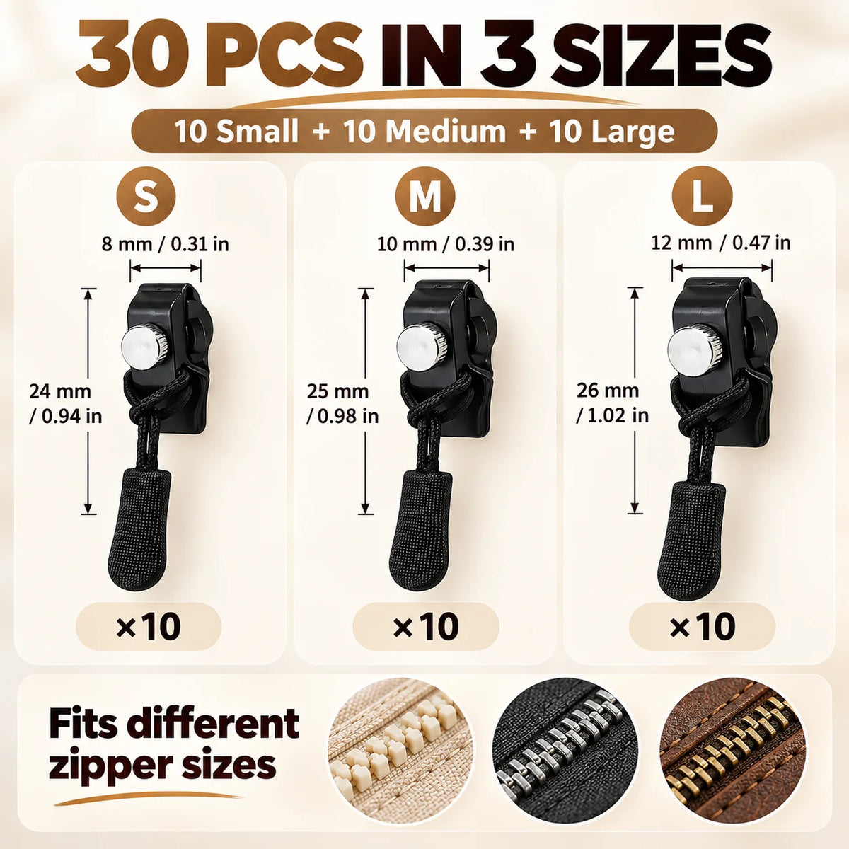 🎁30-Piece Tool-Free Zipper Repair Kit in 3 Sizes