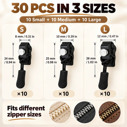 🎁30-Piece Tool-Free Zipper Repair Kit in 3 Sizes