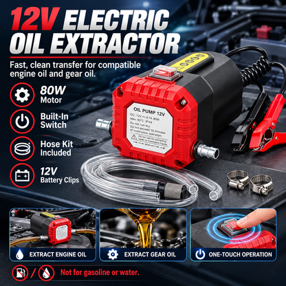 ❤️ 12V 80W Electric Oil Extractor Pump Kit for Cars, RVs & Boats