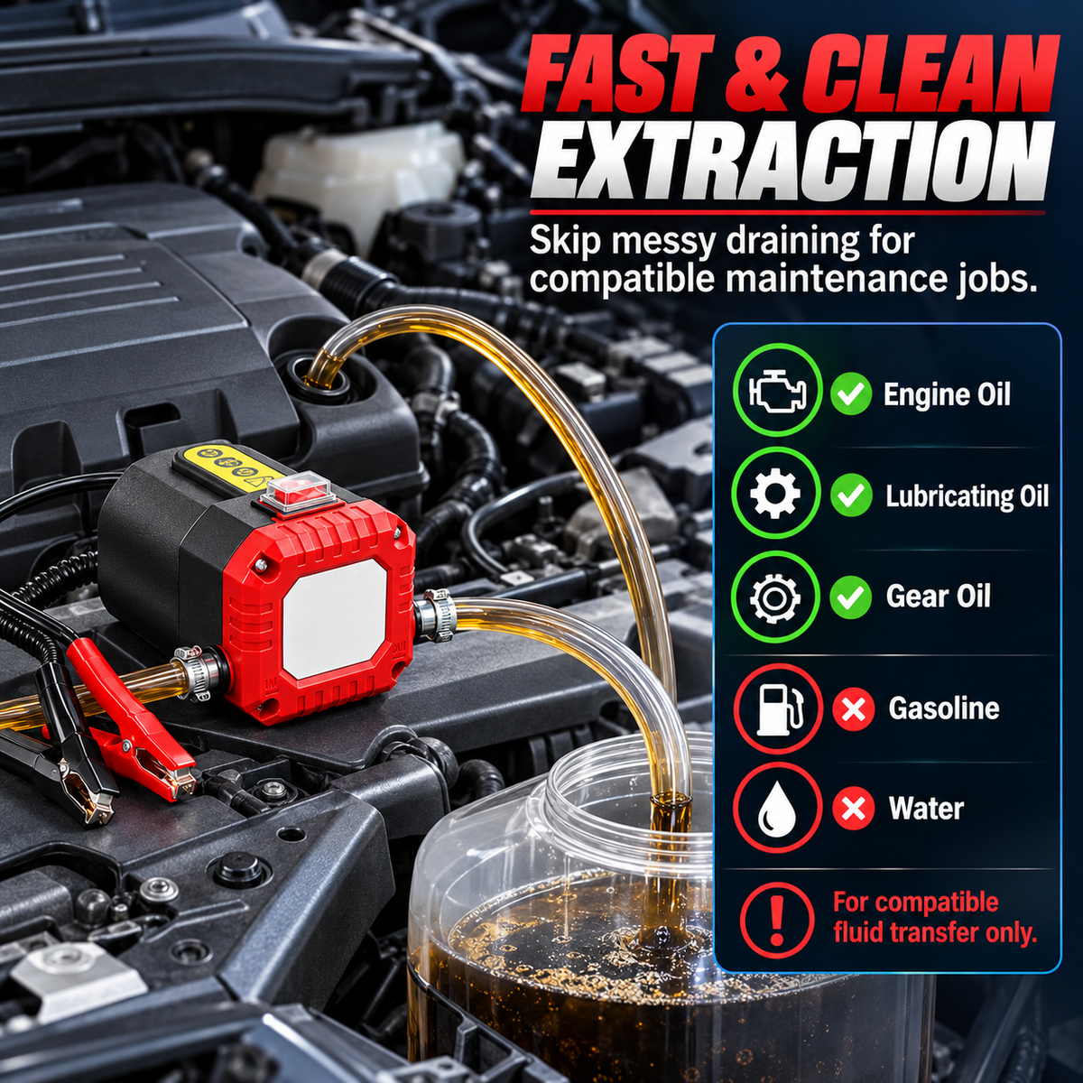 ❤️ 12V 80W Electric Oil Extractor Pump Kit for Cars, RVs & Boats