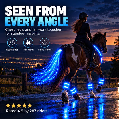 🎁LED Horse Glow Kit – High-Visibility Light-Up Gear for Night Riding, Adjustable & 3 Light Modes