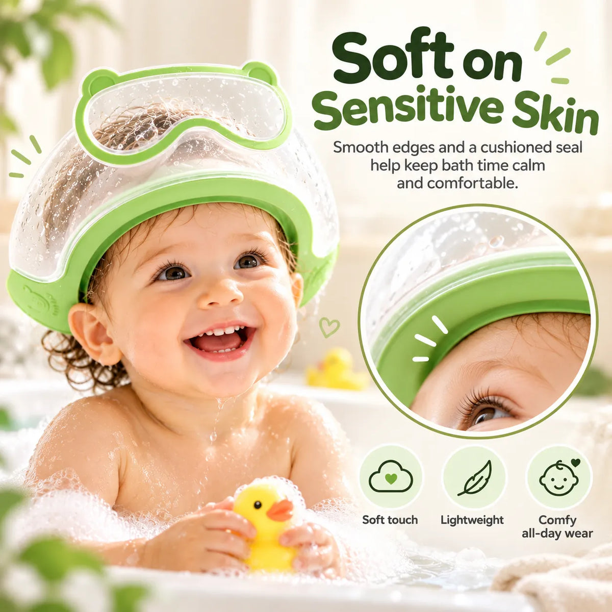 🎁Baby Waterproof Shampoo Cap – Adjustable Tear-Free Bath Visor with Eye & Ear Protection