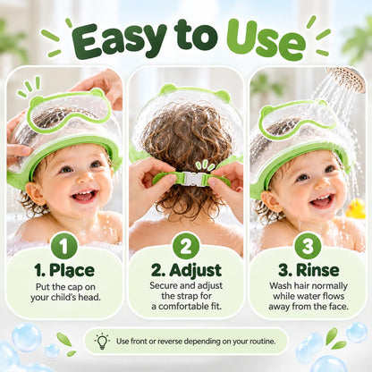 🎁Baby Waterproof Shampoo Cap – Adjustable Tear-Free Bath Visor with Eye & Ear Protection