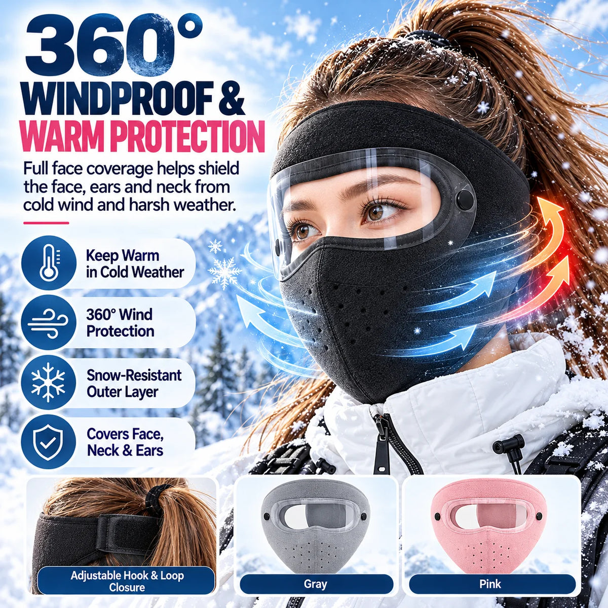 🎁2PCS Winter Windproof Face Masks with Detachable Goggles