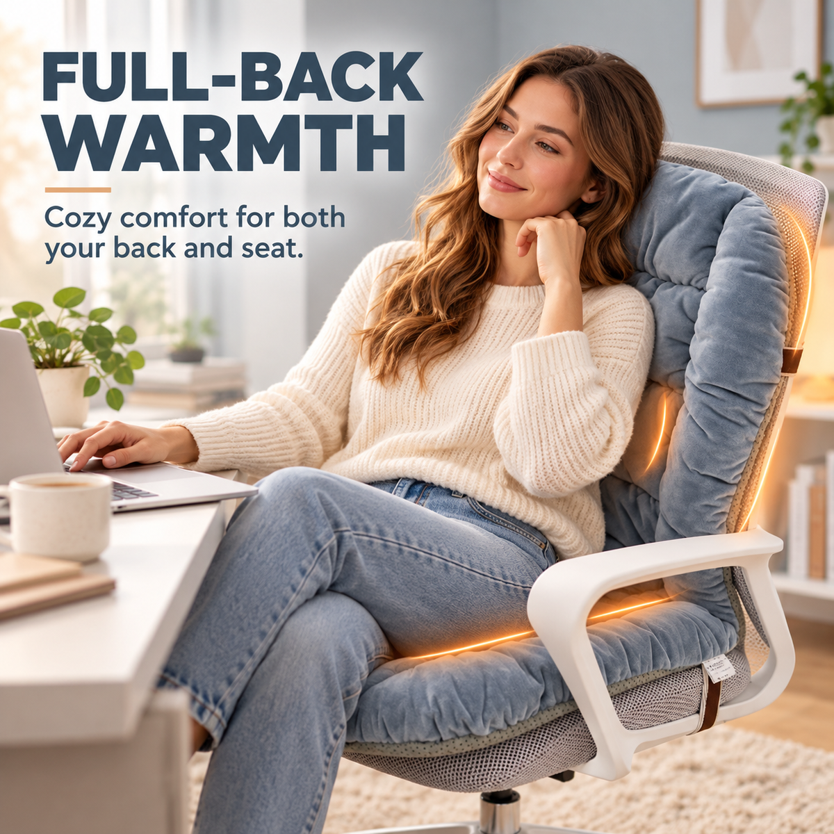 ❤️Cozy Heated Chair Cushion – Plush Back & Seat Warmer with Adjustable Heat