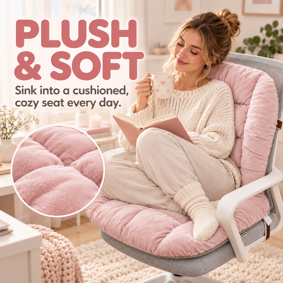 ❤️Cozy Heated Chair Cushion – Plush Back & Seat Warmer with Adjustable Heat