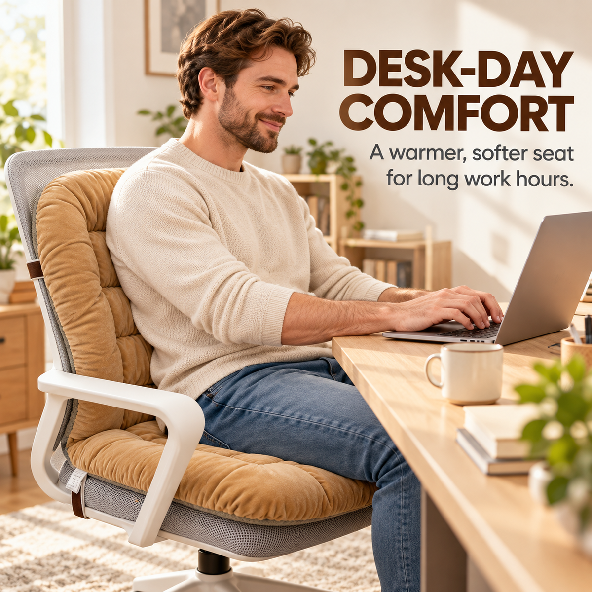 ❤️Cozy Heated Chair Cushion – Plush Back & Seat Warmer with Adjustable Heat