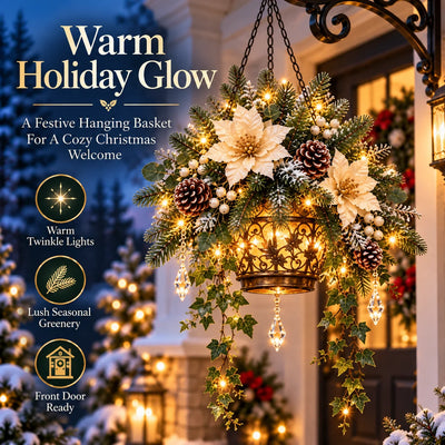 🎁Light-Up Christmas Hanging Basket with Warm Lights