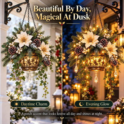 🎁Light-Up Christmas Hanging Basket with Warm Lights