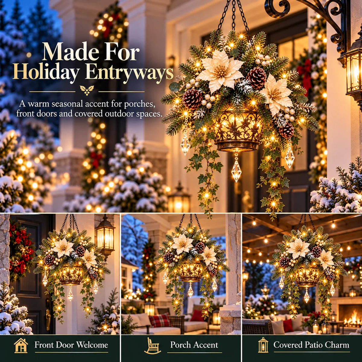 🎁Light-Up Christmas Hanging Basket with Warm Lights
