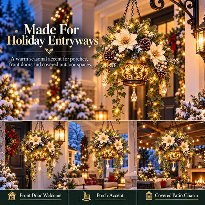 🎁Light-Up Christmas Hanging Basket with Warm Lights