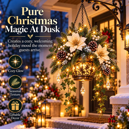 🎁Light-Up Christmas Hanging Basket with Warm Lights