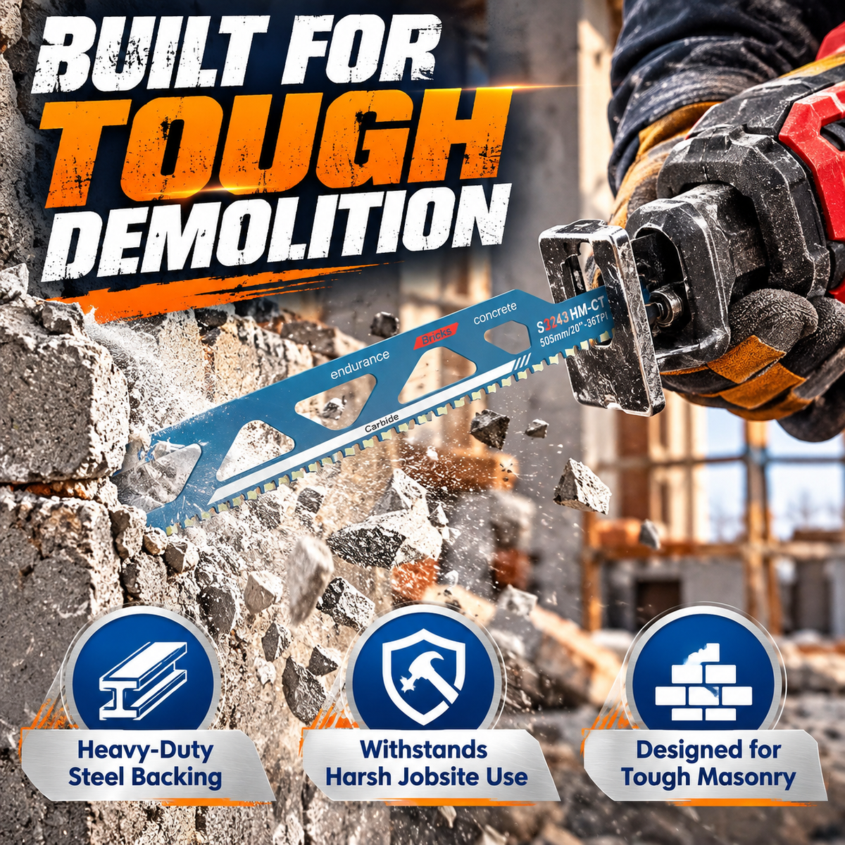 🎉Carbide-Tipped Reciprocating Saw Blade for Brick & Masonry