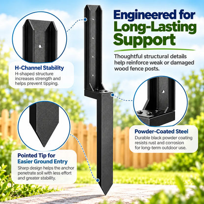 🎁2PCS Fence Post Repair Kit – Reinforced Fixing Kit with Screws & Tools