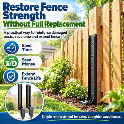 🎁2PCS Fence Post Repair Kit – Reinforced Fixing Kit with Screws & Tools