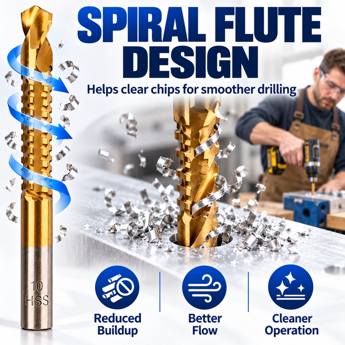 ❤️8-Piece Titanium-Coated HSS Side-Cutting Drill Bit Set – 3–10mm