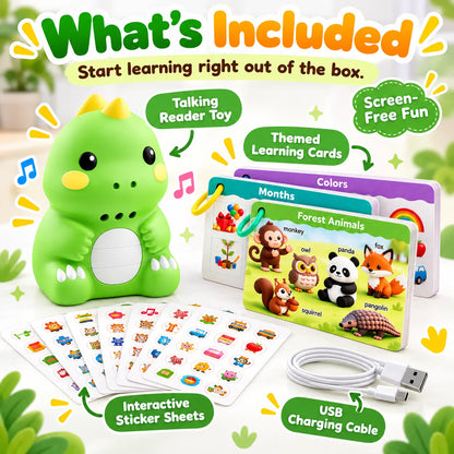 🎁Kids English Talking Pen Learning Set – Interactive Flashcards & Dinosaur Stickers
