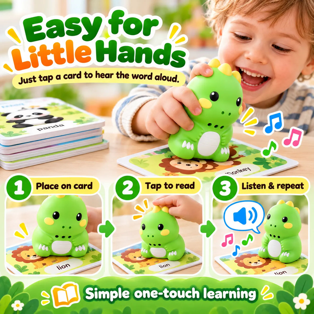 🎁Kids English Talking Pen Learning Set – Interactive Flashcards & Dinosaur Stickers