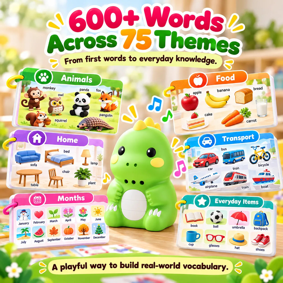 🎁Kids English Talking Pen Learning Set – Interactive Flashcards & Dinosaur Stickers