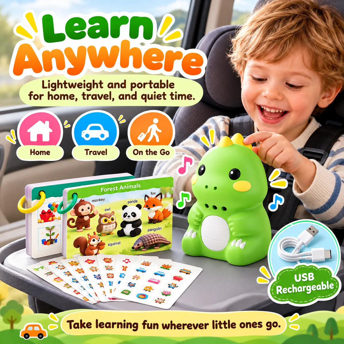🎁Kids English Talking Pen Learning Set – Interactive Flashcards & Dinosaur Stickers