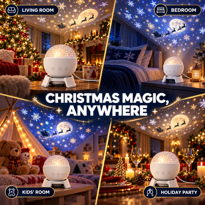 ❤️Christmas Sky Projector – 360° Snow & Santa Light Show