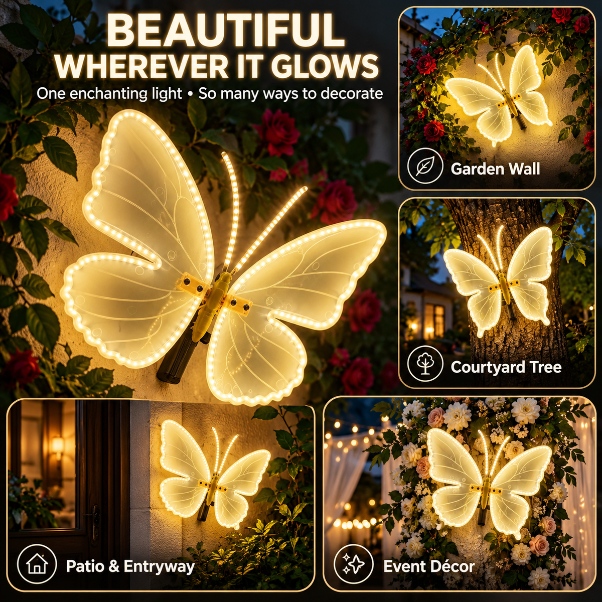 ❤️40CM Glowing Butterfly Wall Light – Beautiful Day & Night