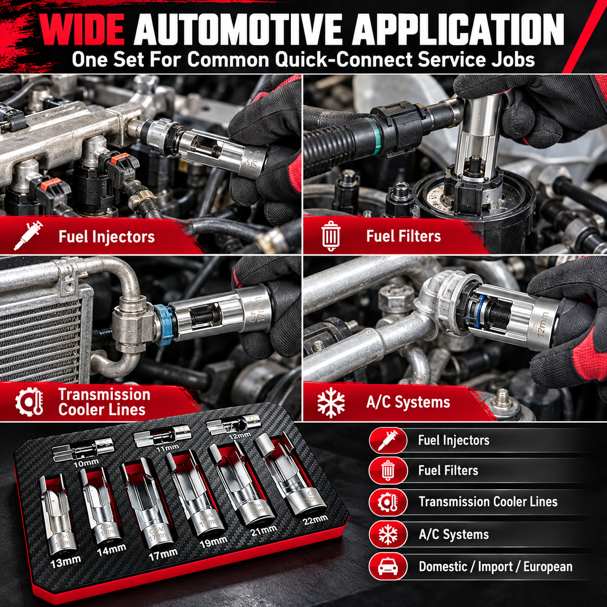 9-Piece Diesel Injector Socket Set, 3/8 and 1/2-Inch Drive