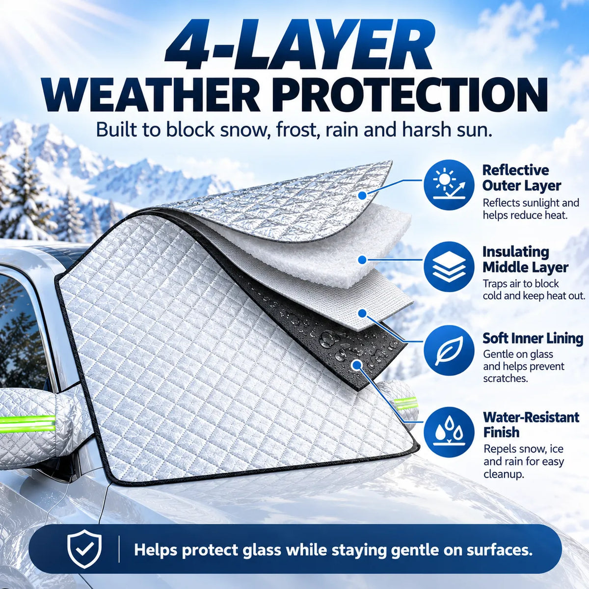 🎁Universal Car Windshield Snow Cover for Winter Protection